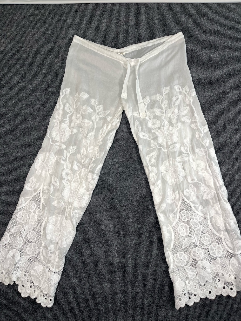 Vitamin A White Embroidered Lace Swim Coverup Pants